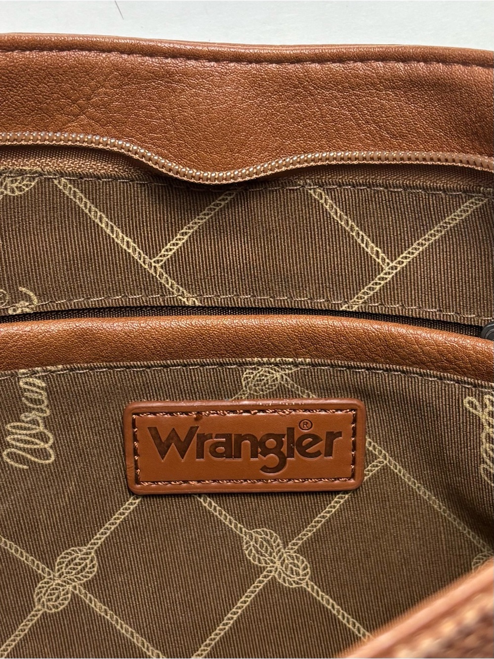 Wrangler Aztec Southwestern Crossbody Shoulder Bag Tan EUC Like New - Picture 10 of 13